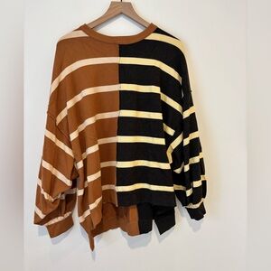 Piper and Scoot Striped Black and Brown Sweater